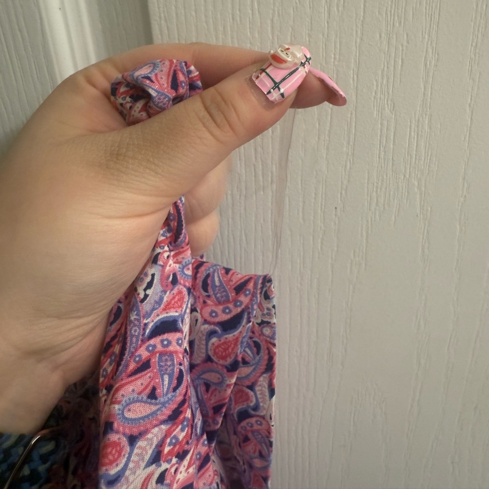 Simply Southern Pink Purple Paisley Shirred Smocked Blouse Top - size XL - Picture 9 of 12